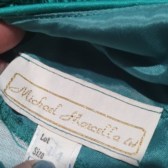 Vintage Michael Marcella 14 teal blue matching set skirt bow tulle - Picture 5 of 8